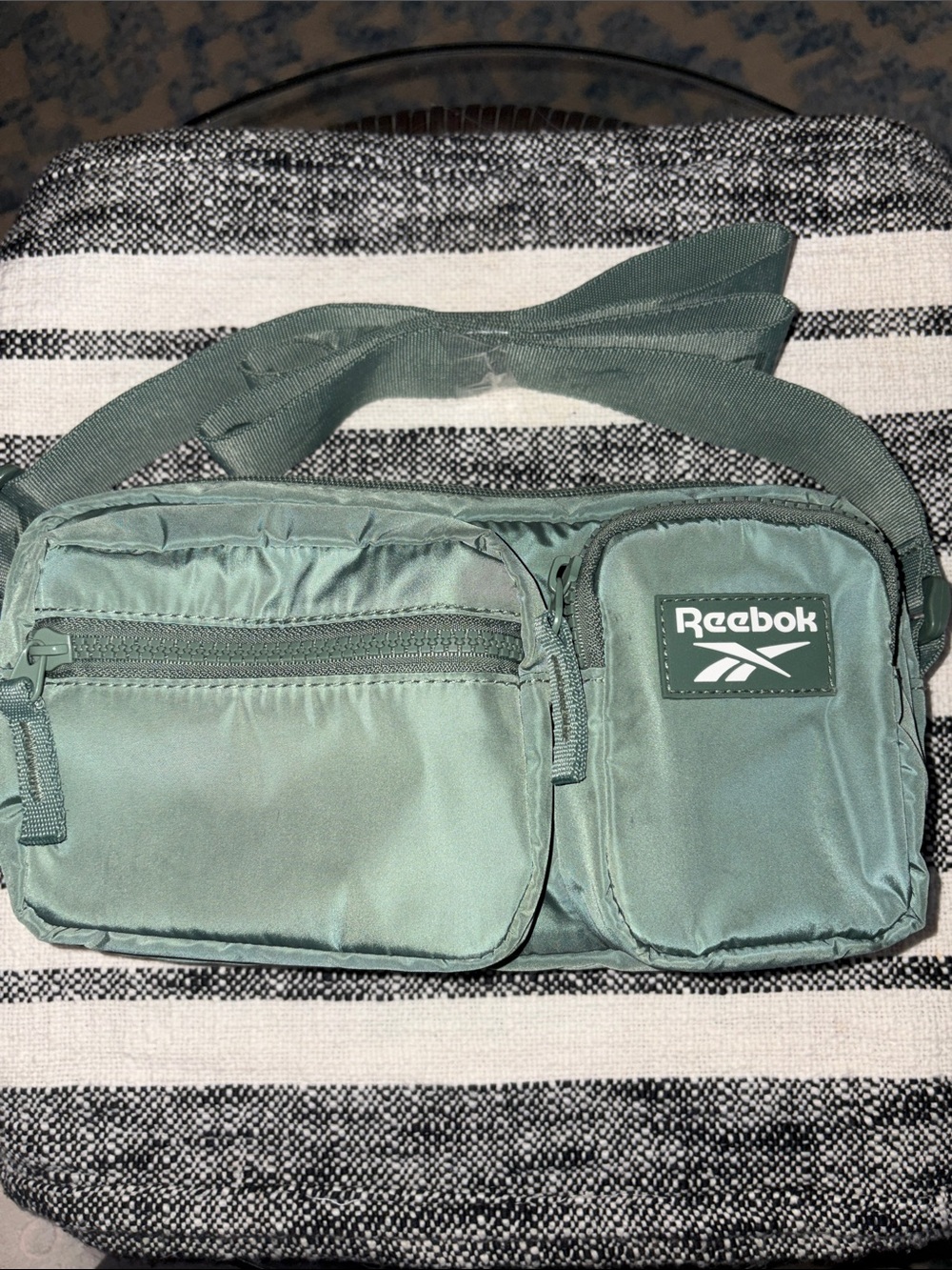 Reebok Sage Green Waist Belt Bag with Dual Front Pockets